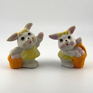 Vintage Kitsch Bunnies, Wide Eyed Anthropomorphic Easter Theme 2 Pc set/Spring